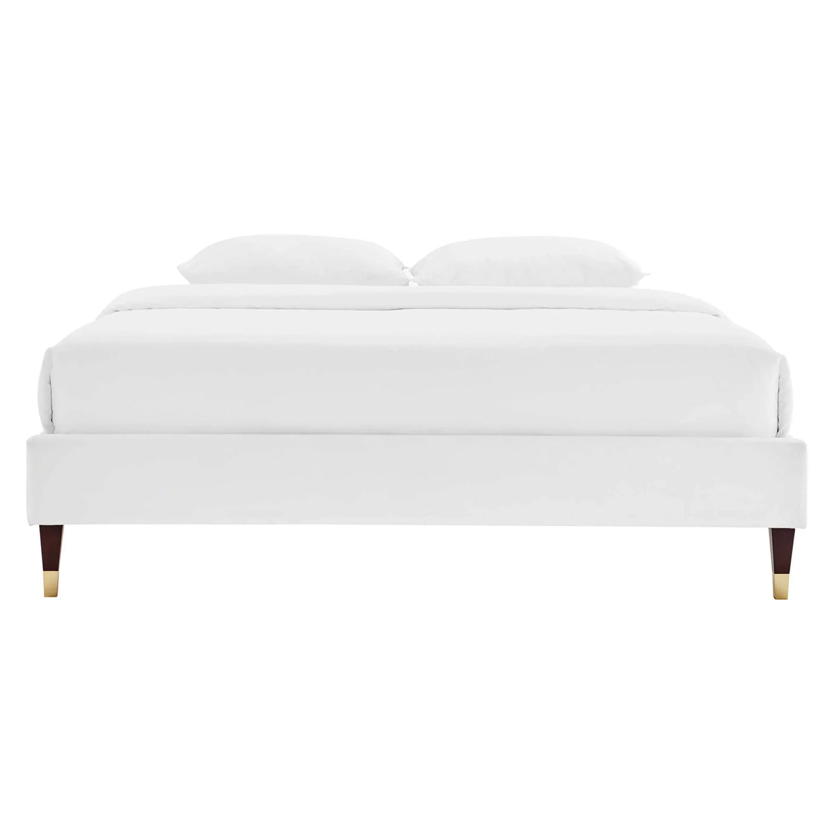 Novi Performance Velvet Bed With Wood and Gold Legs