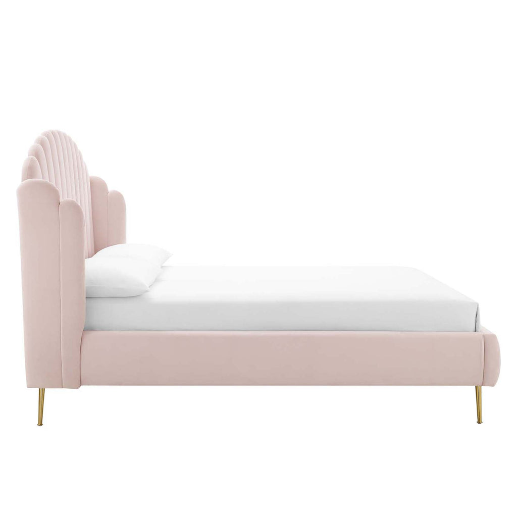 Lana Performance Velvet Wingback Platform Bed
