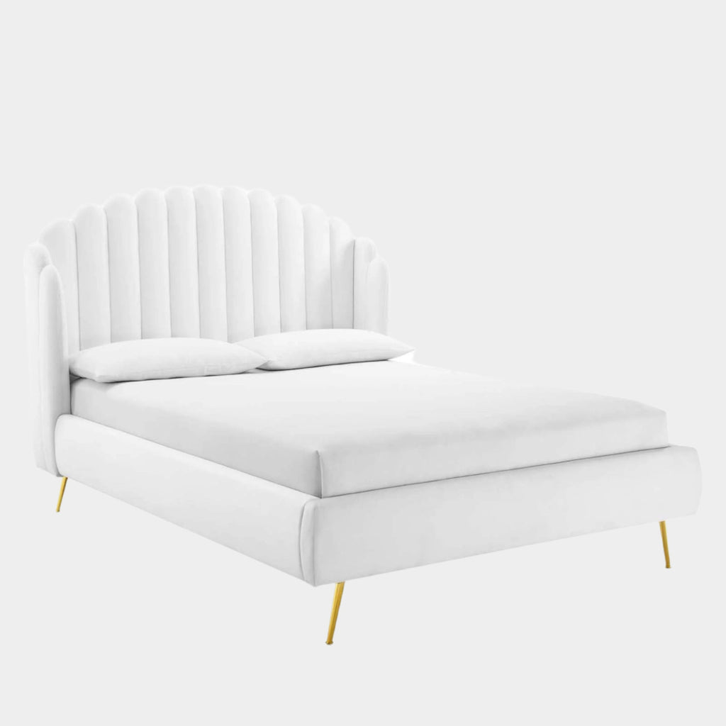 Lana Performance Velvet Wingback Platform Bed