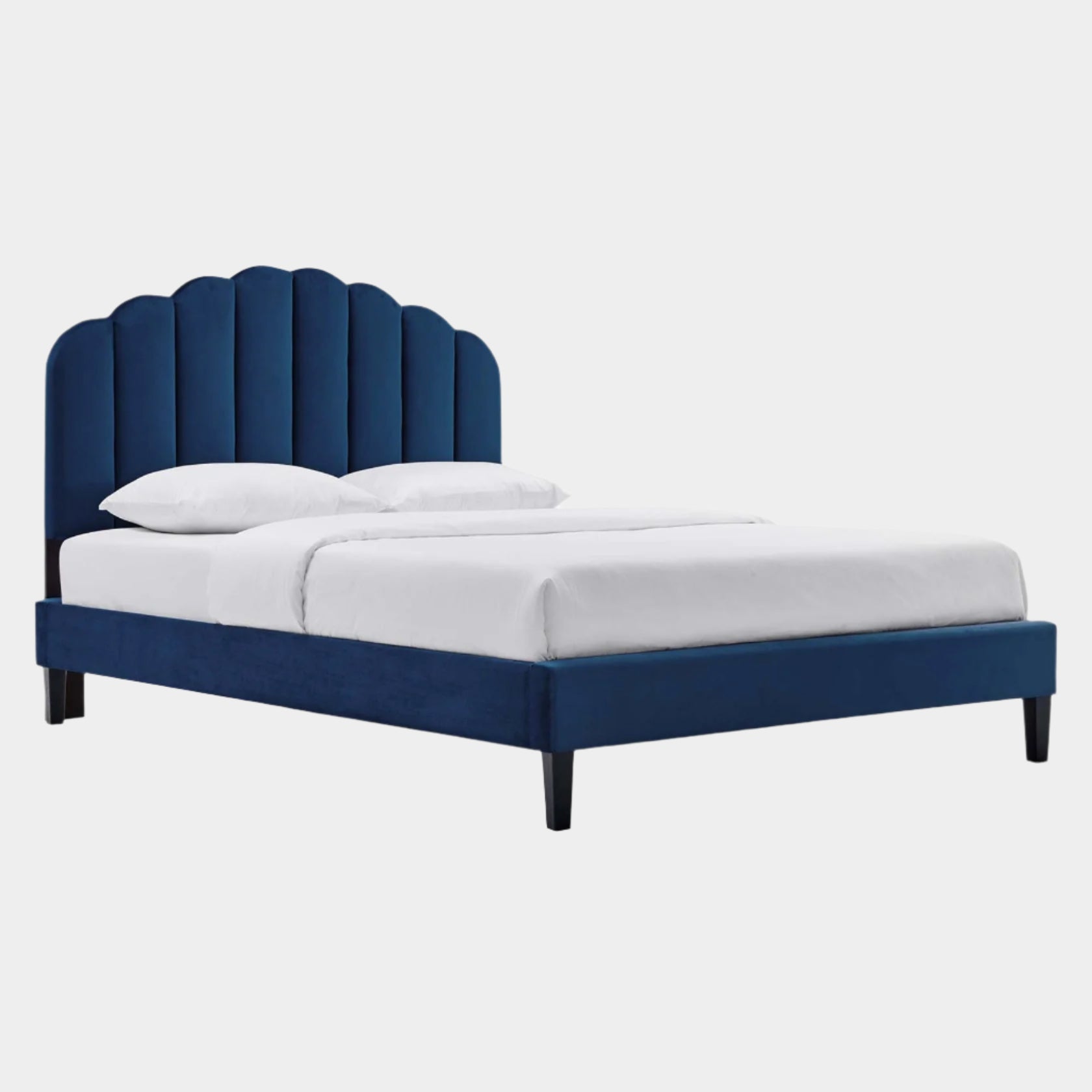 Daisy Performance Velvet Platform Bed With Black Wood Legs