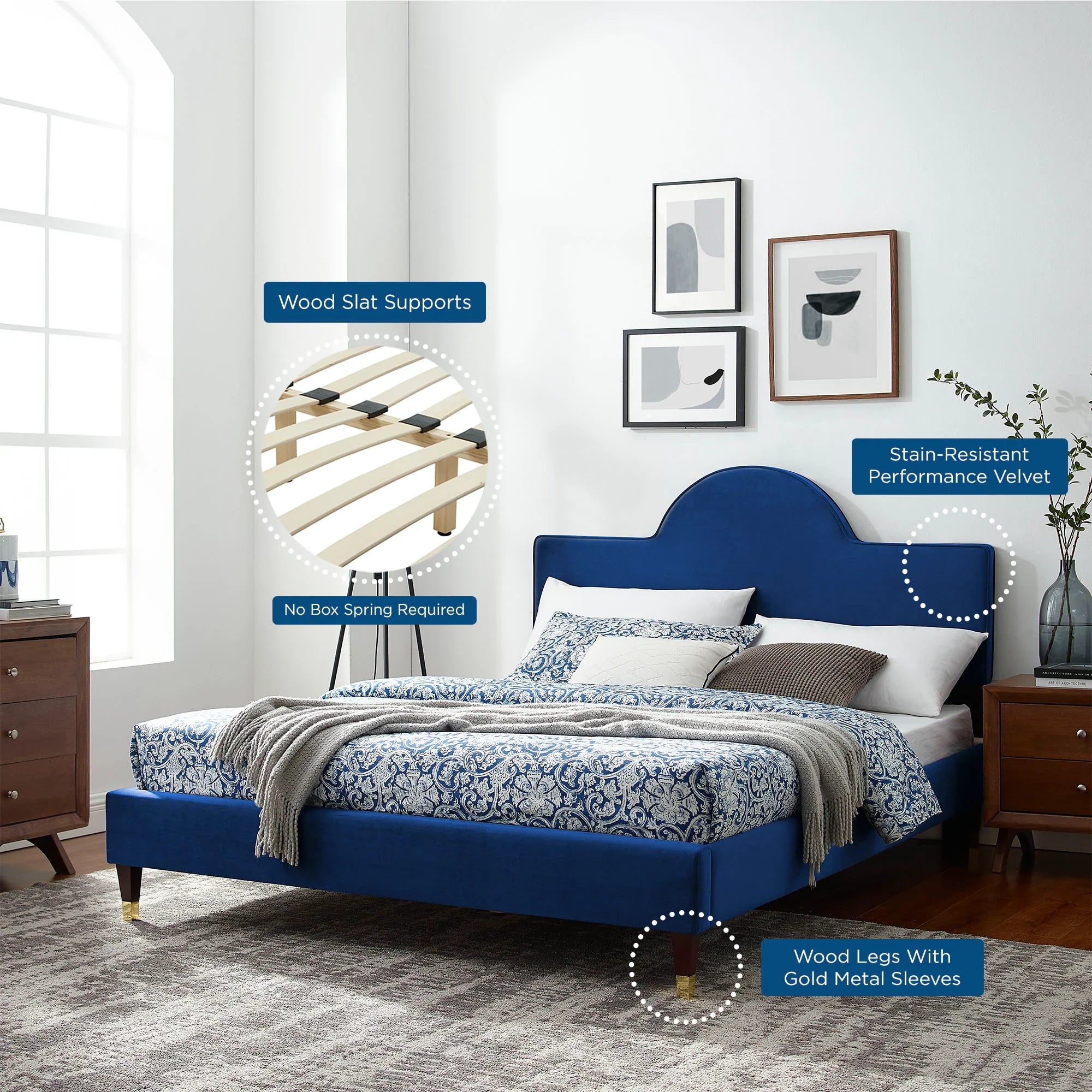 Aurora Performance Velvet Bed