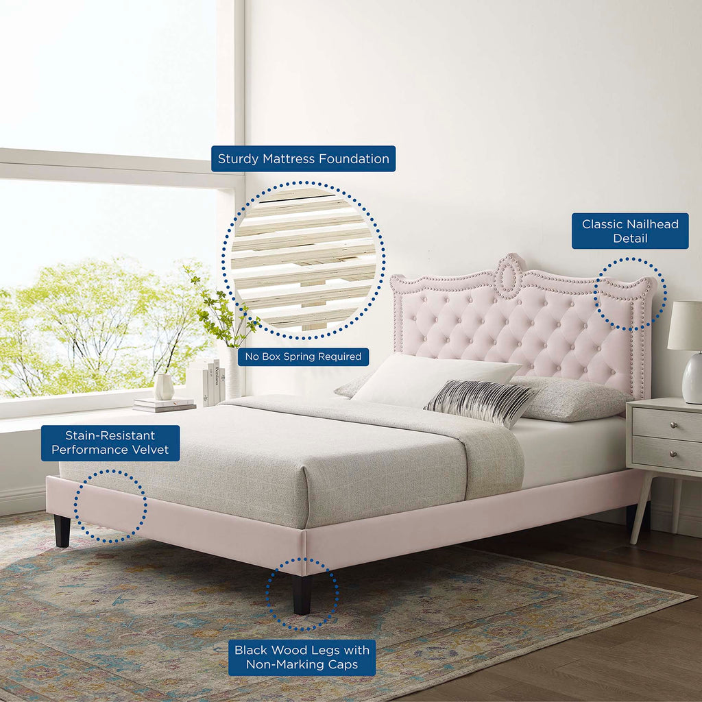 Clara Performance Velvet Queen Platform Bed