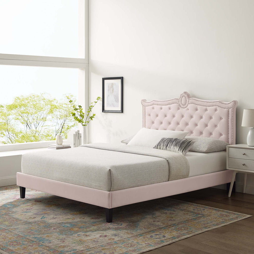 Clara Performance Velvet Queen Platform Bed