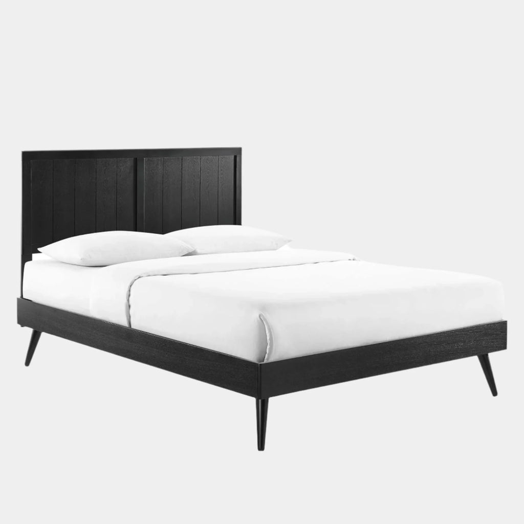 Alana Wood Platform Bed With Splayed Legs