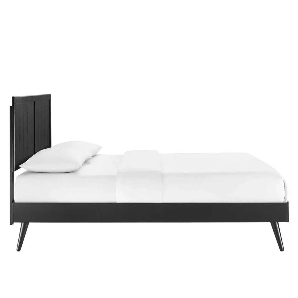 Alana Wood Platform Bed With Splayed Legs