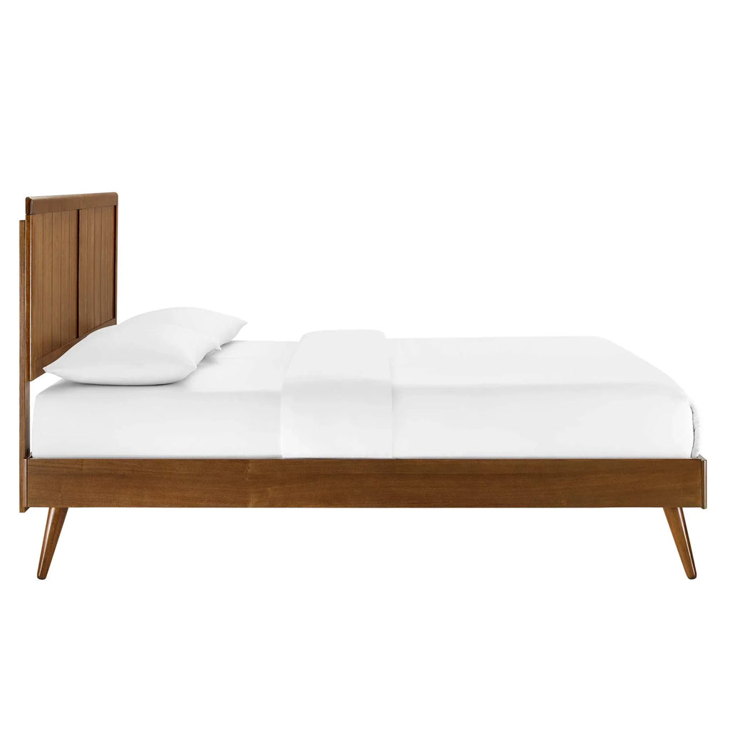 Alana Wood Platform Bed With Splayed Legs
