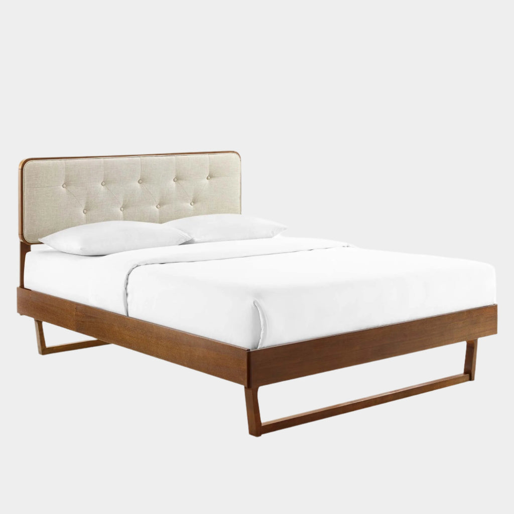 Bridgette Wood Platform Bed With Angular Frame