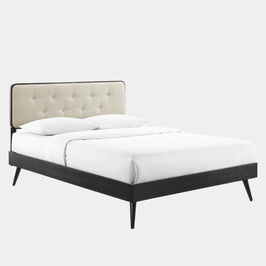Bridgette Wood Platform Bed With Splayed Legs