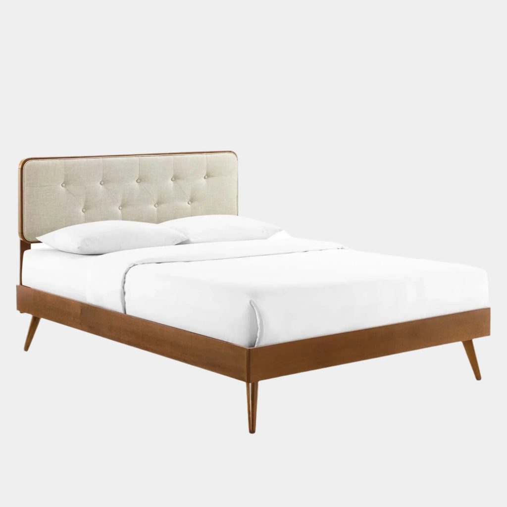 Bridgette Wood Platform Bed With Splayed Legs
