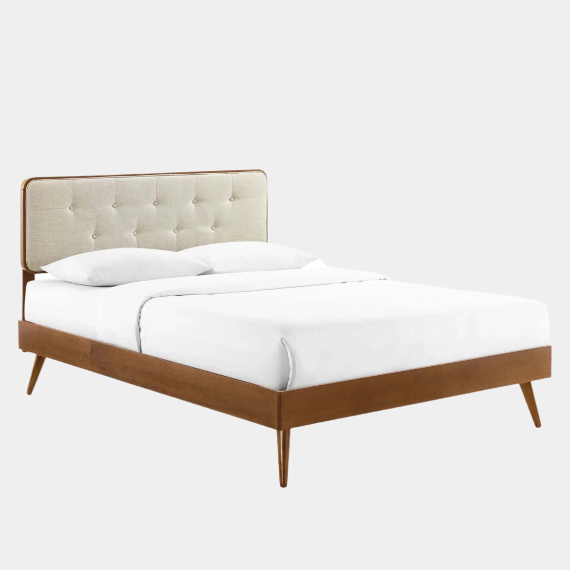 Bridgette Wood Platform Bed With Splayed Legs