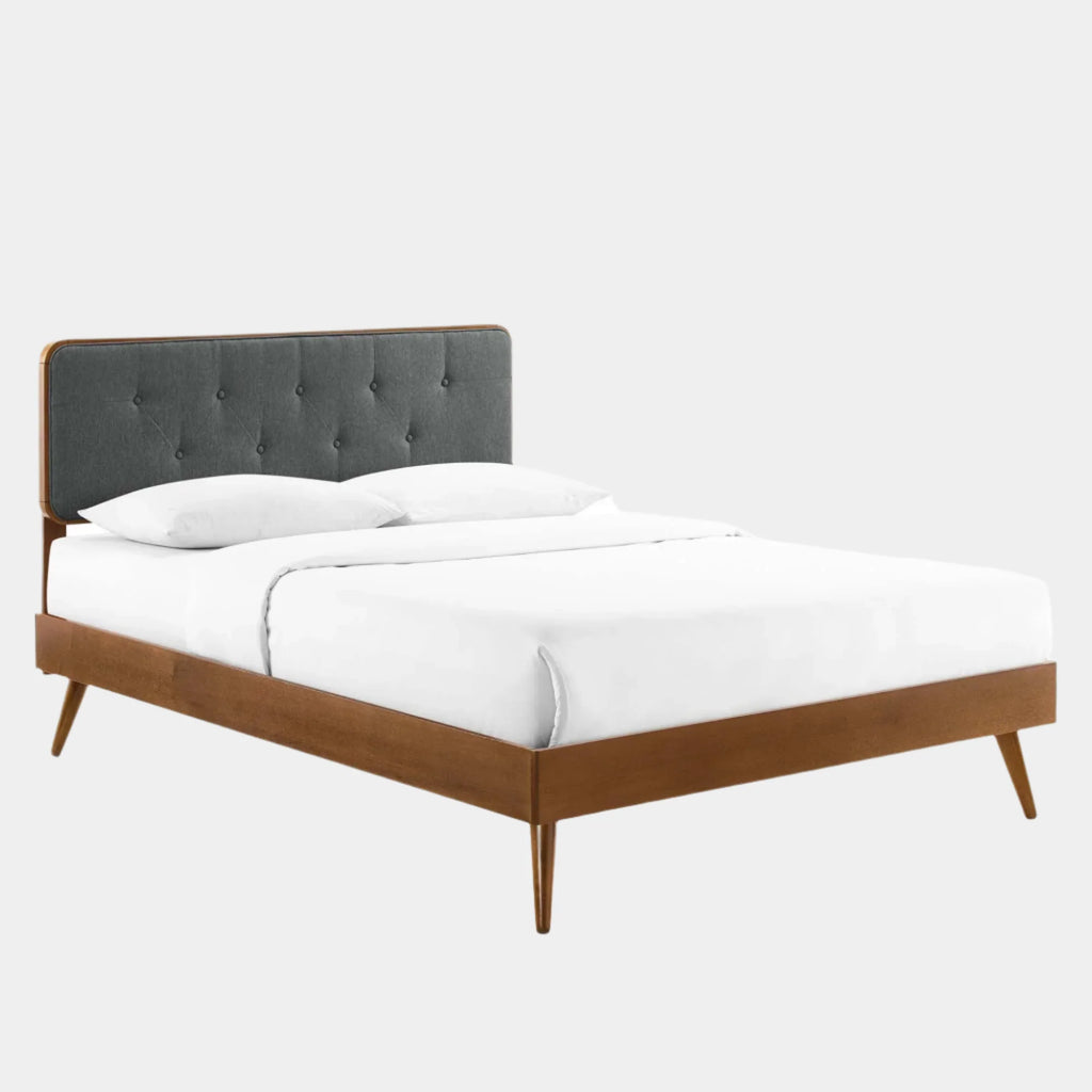 Bridgette Wood Platform Bed With Splayed Legs