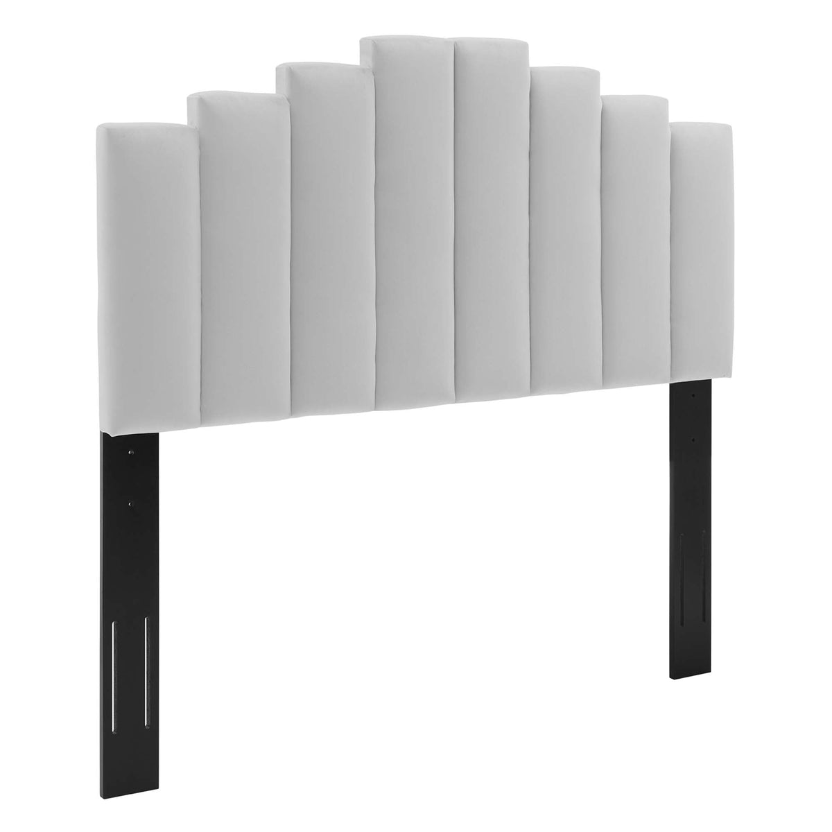Elise Performance Velvet Platform Bed With Black Wood Legs