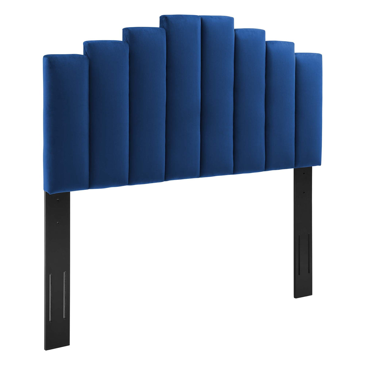 Elise Performance Velvet Platform Bed With Black Wood Legs