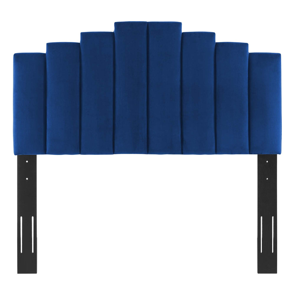 Elise Performance Velvet Platform Bed With Black Wood Legs
