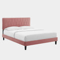 Phillipa Performance Velvet Platform Bed With Black Wood Legs