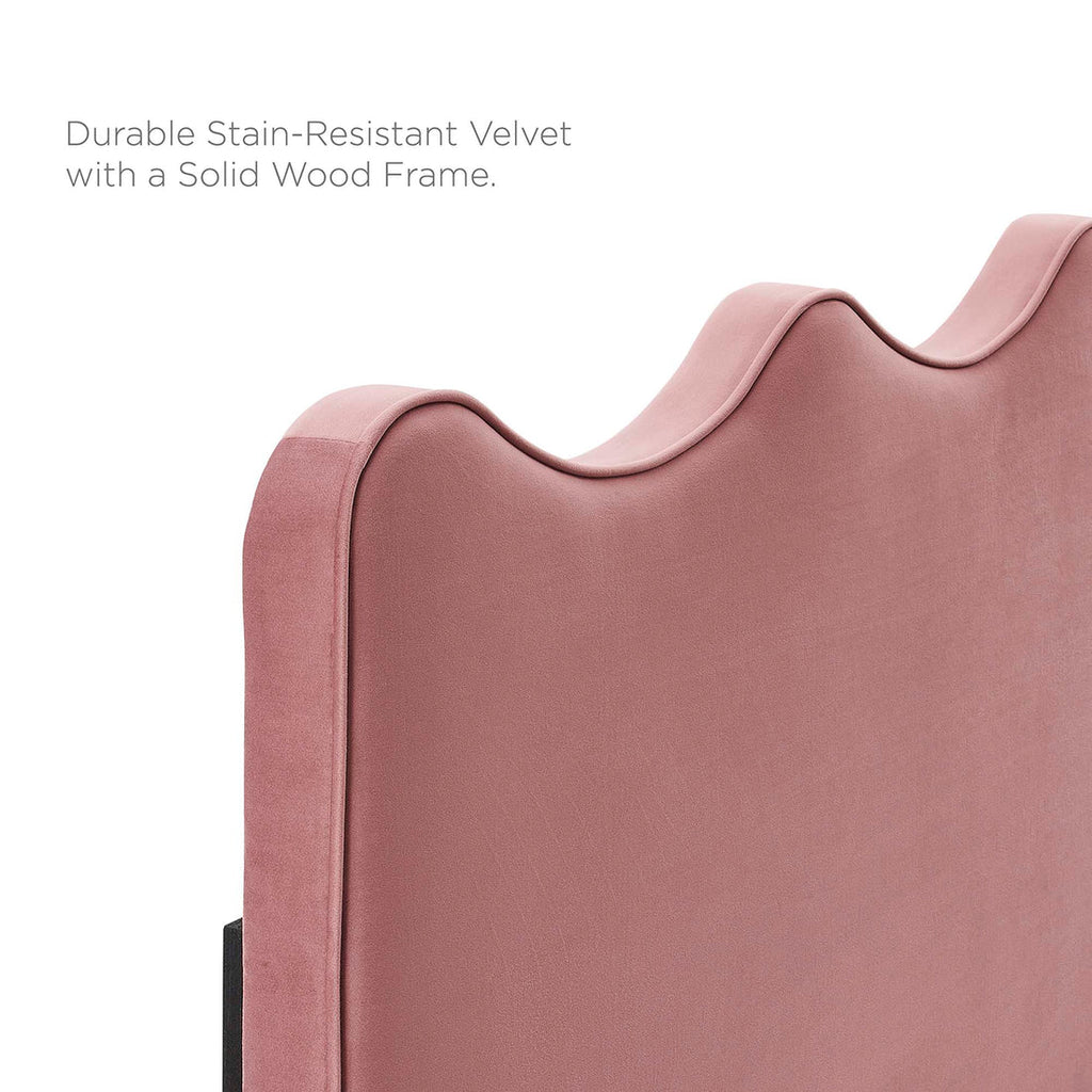 Current Performance Velvet Platform Bed With Wood and Gold Legs