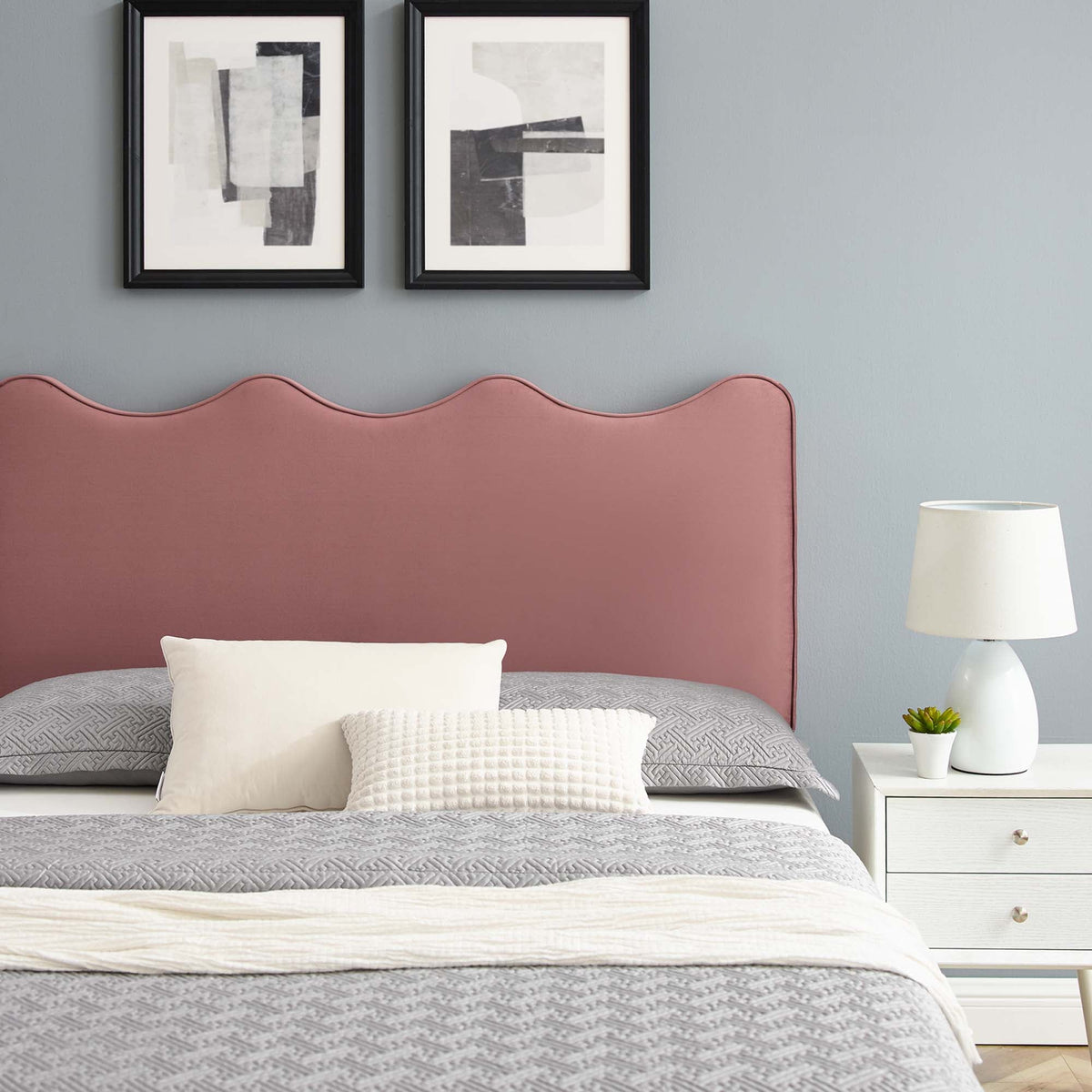 Current Performance Velvet Platform Bed With Black Wood Legs