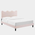 Current Performance Velvet Platform Bed With Black Wood Legs