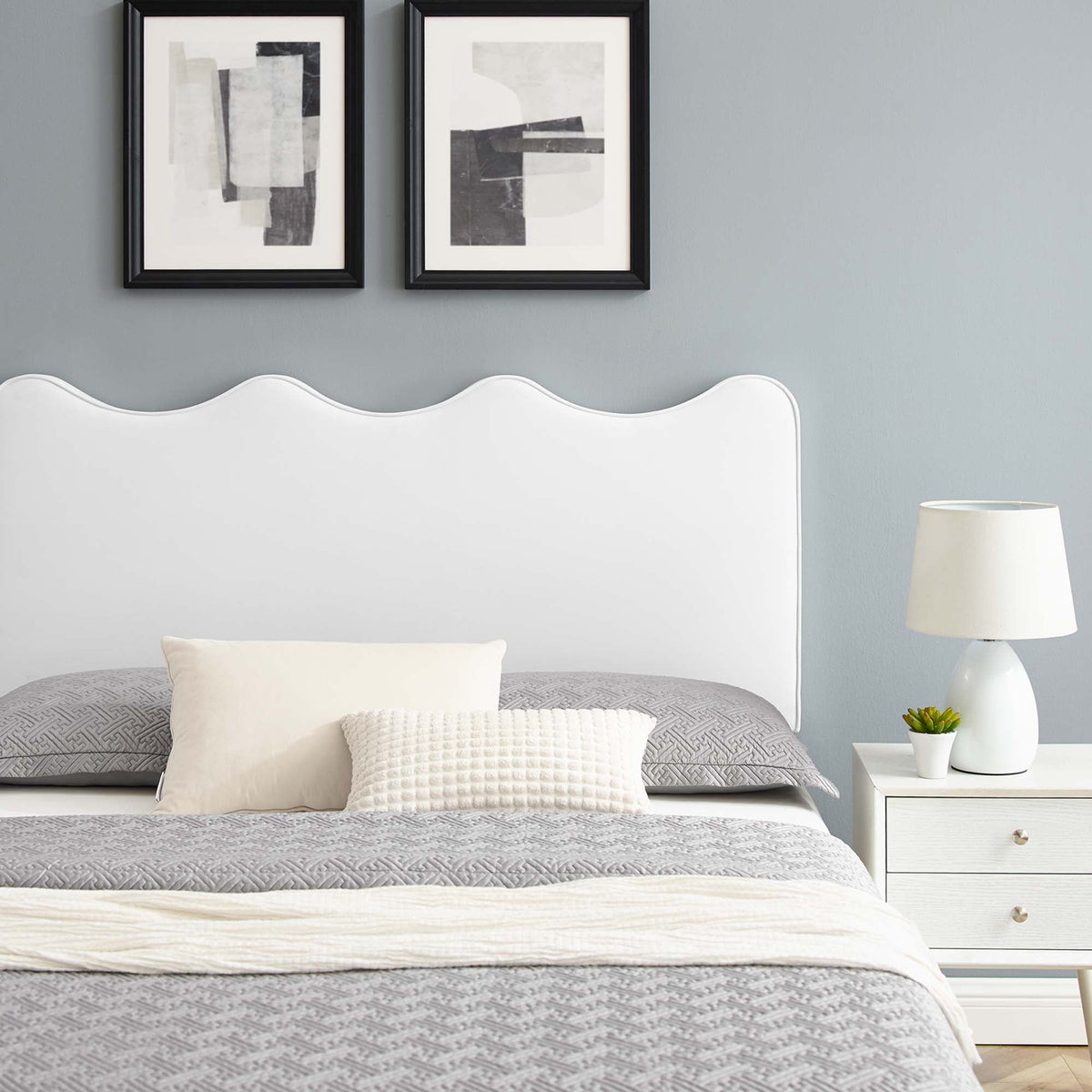 Current Performance Velvet Platform Bed With Black Wood Legs