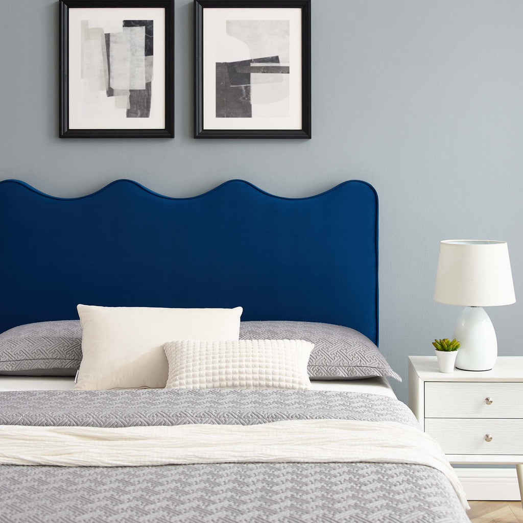 Current Performance Velvet Platform Bed With Black Wood Legs