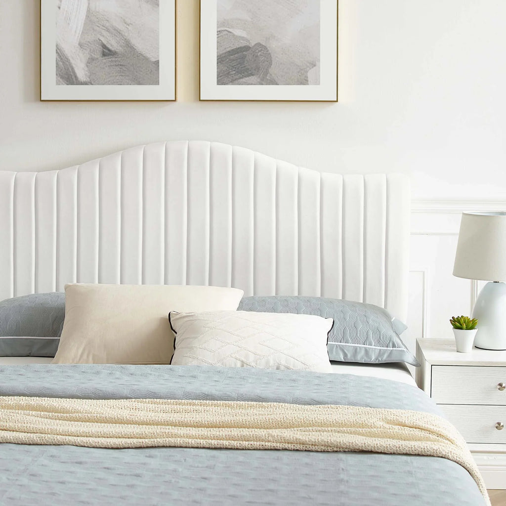 Juniper Channel Tufted Performance Velvet Platform Bed With Wood and Gold Legs
