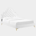 Gwyneth Tufted Performance Velvet Platform Bed With Gold Metal Legs