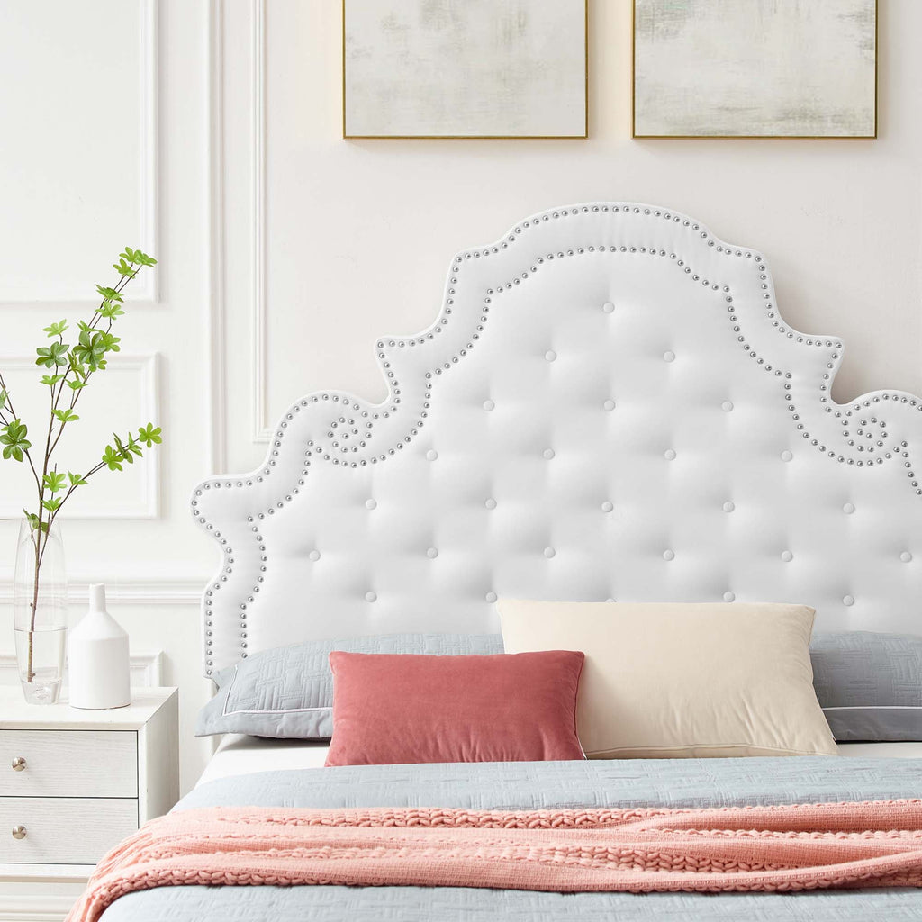 Gwyneth Tufted Performance Velvet Platform Bed With Gold Metal Legs