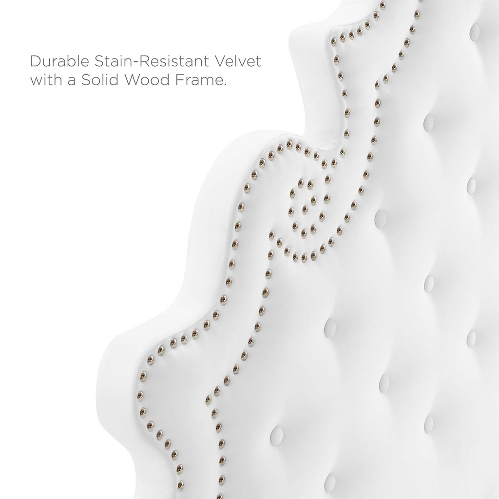 Gwyneth Tufted Performance Velvet Platform Bed With Gold Metal Legs