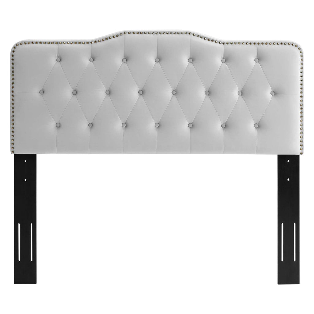 Amber Performance Velvet Platform Bed With Gold Legs