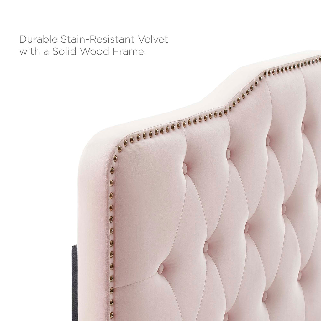 Amber Performance Velvet Platform Bed With Gold Legs
