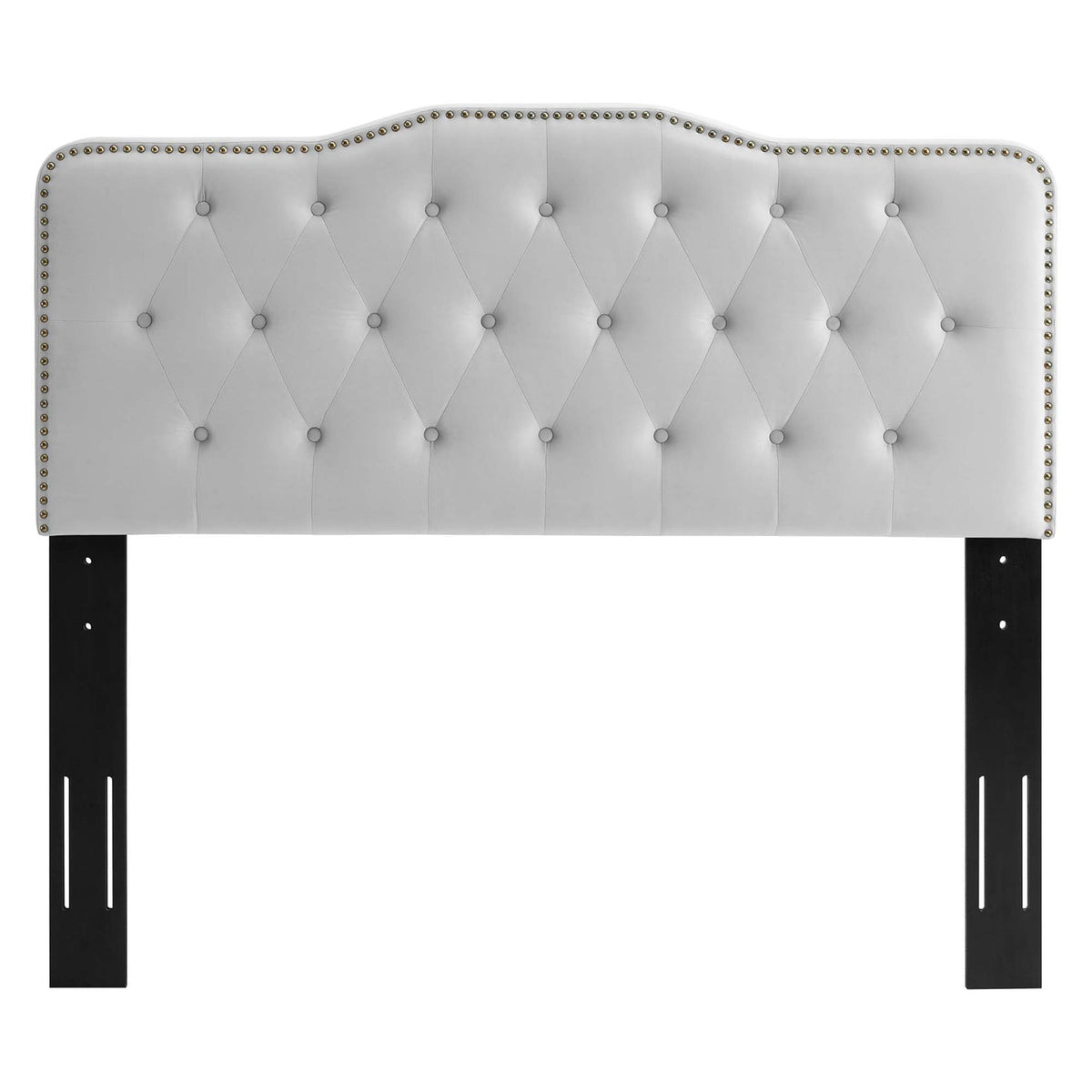 Amber Performance Velvet Platform Bed With Black Wood Legs