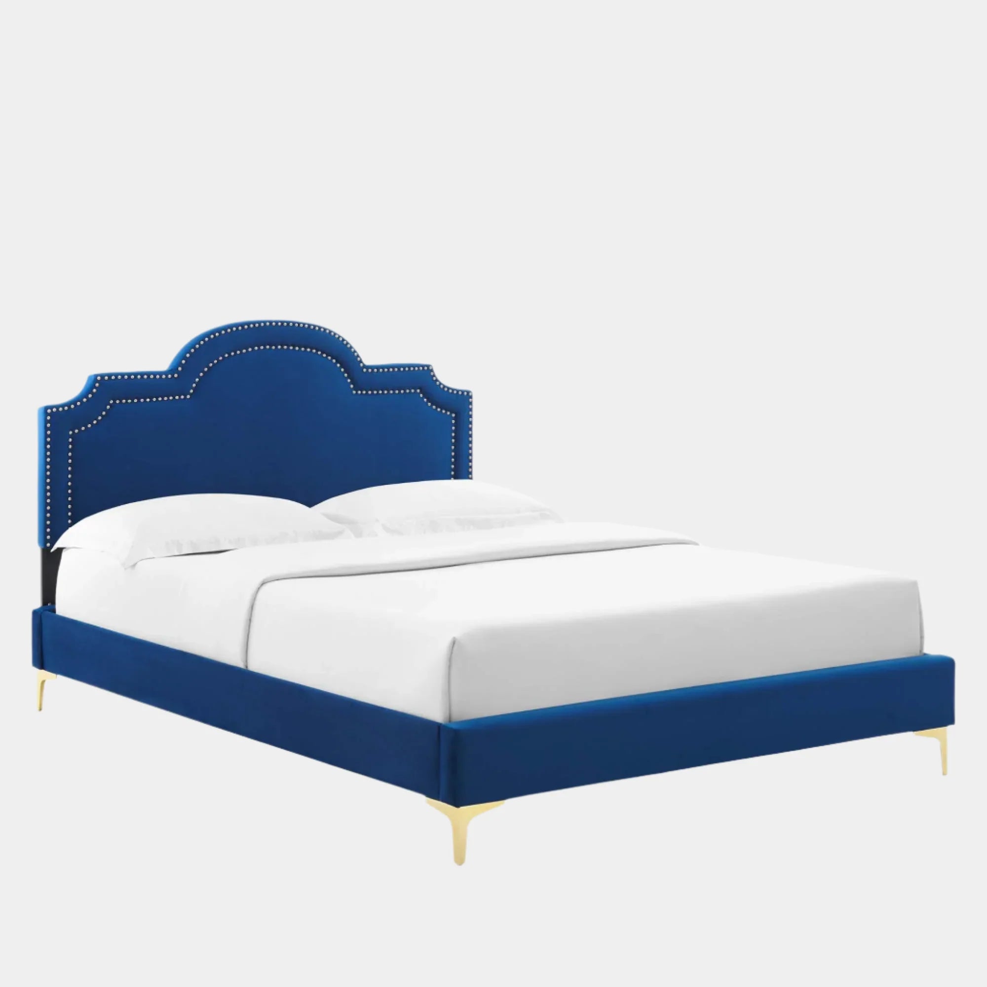 Aviana Performance Velvet Bed With Gold Legs