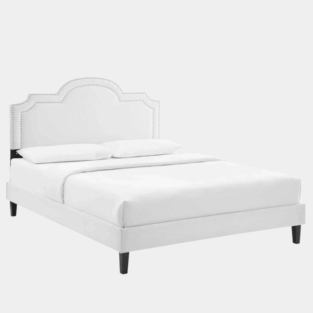 Aviana Performance Velvet Bed With Black Wood Legs
