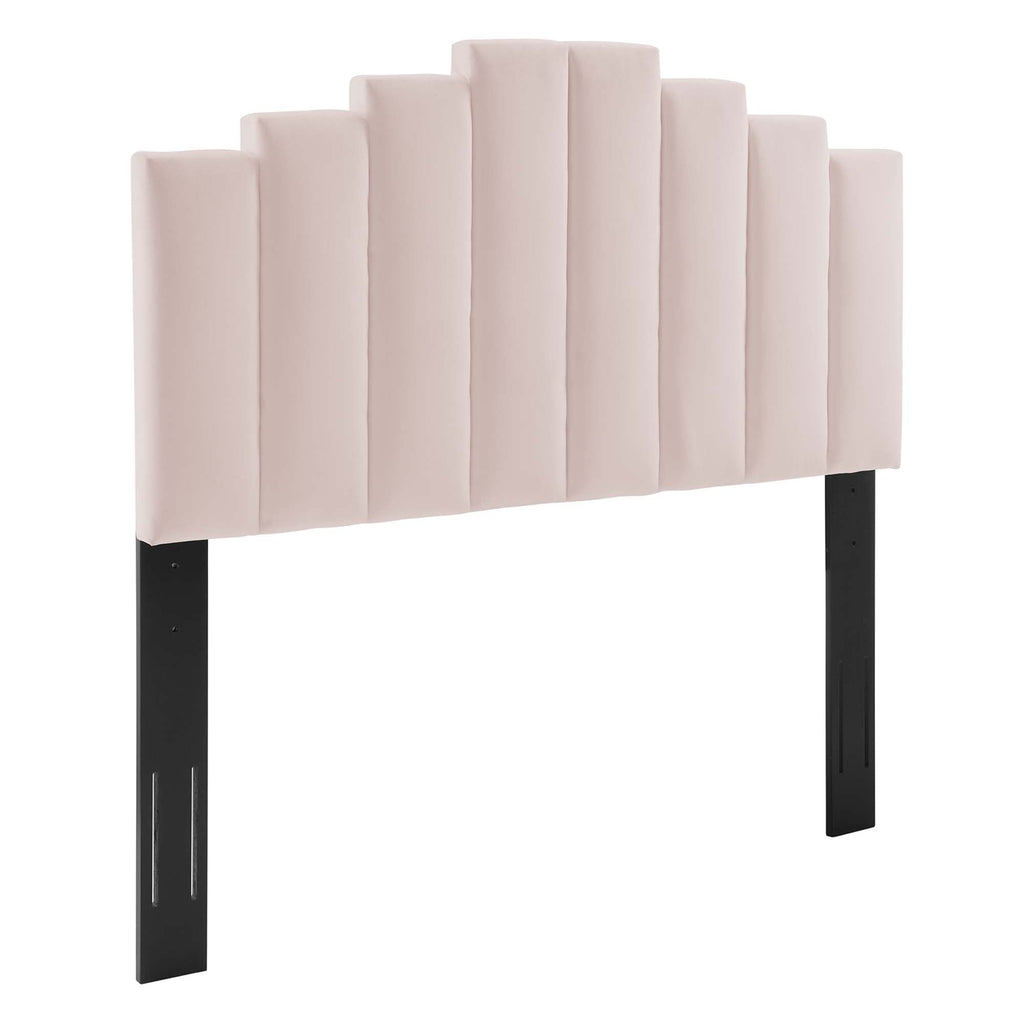 Elise Performance Velvet Platform Bed With Wood and Gold Legs