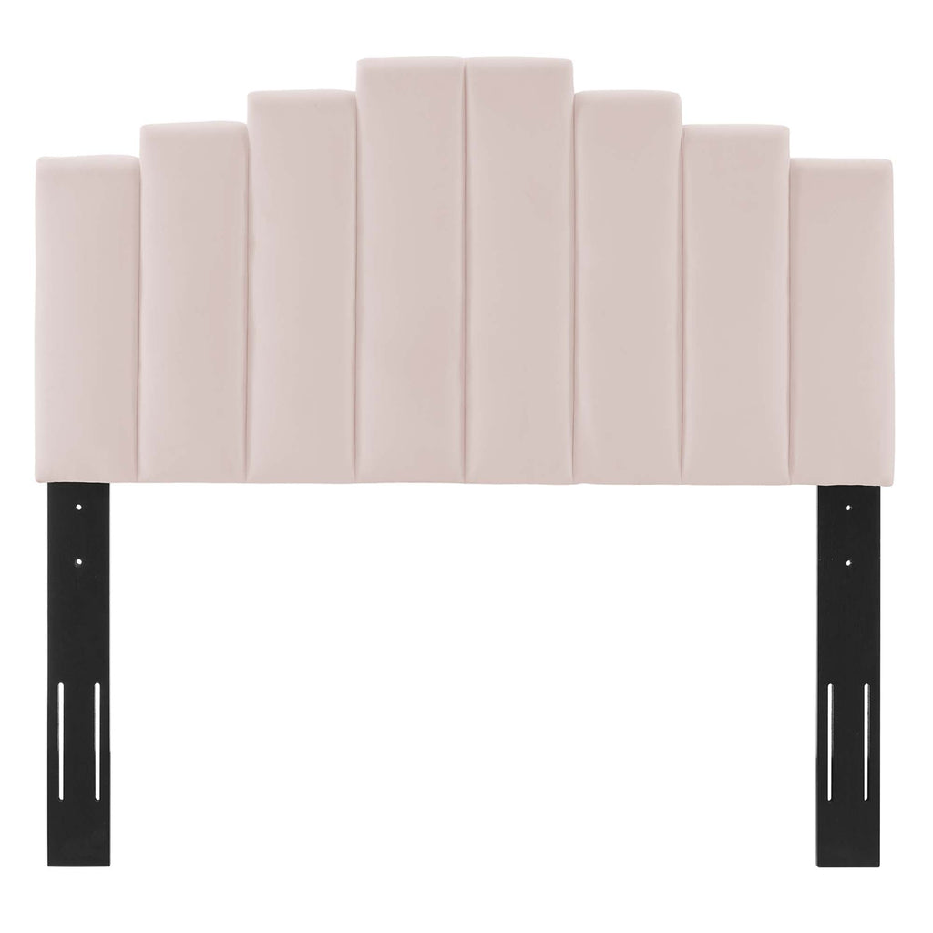 Elise Performance Velvet Platform Bed With Wood and Gold Legs