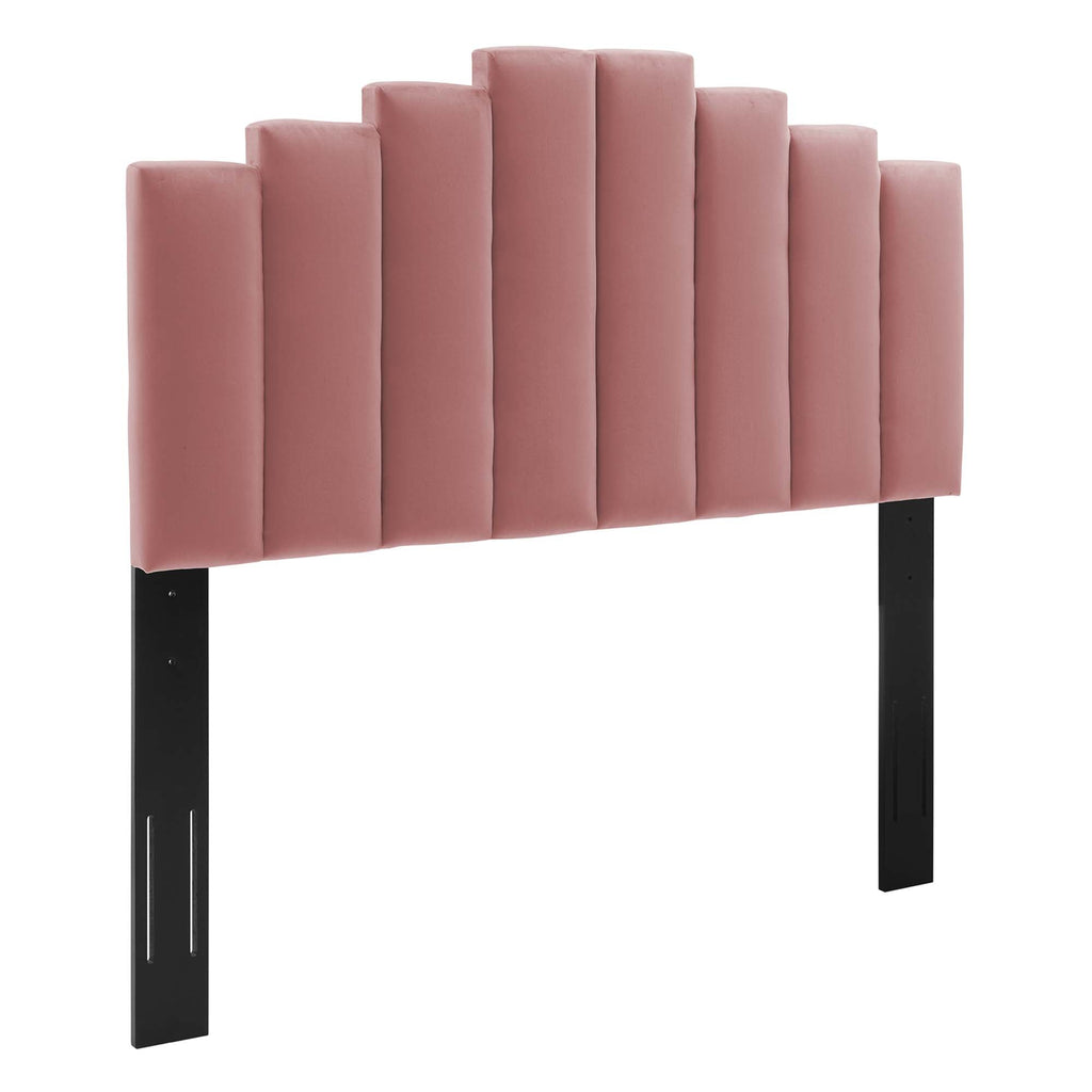 Elise Performance Velvet Platform Bed With Black Wood Legs