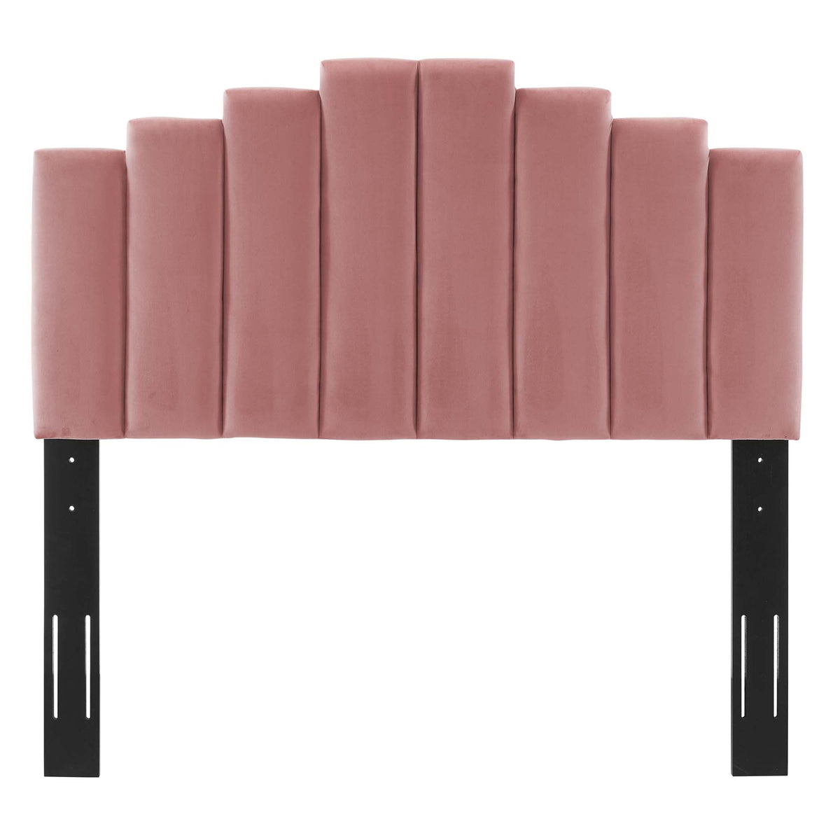 Elise Performance Velvet Platform Bed With Black Wood Legs