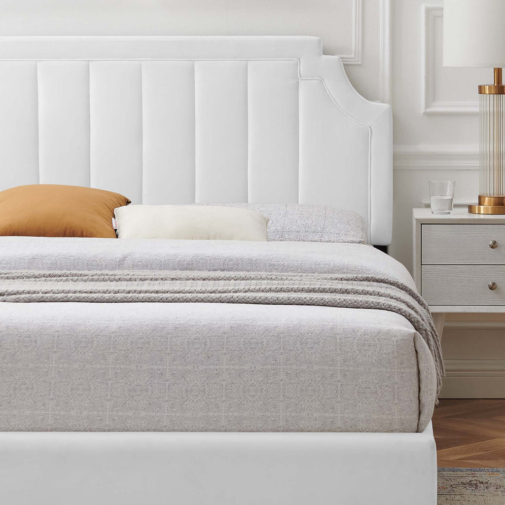 Sienna Performance Velvet Platform Bed With Gold Metal Legs