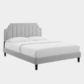 Sienna Performance Velvet Platform Bed With Black Wood Legs