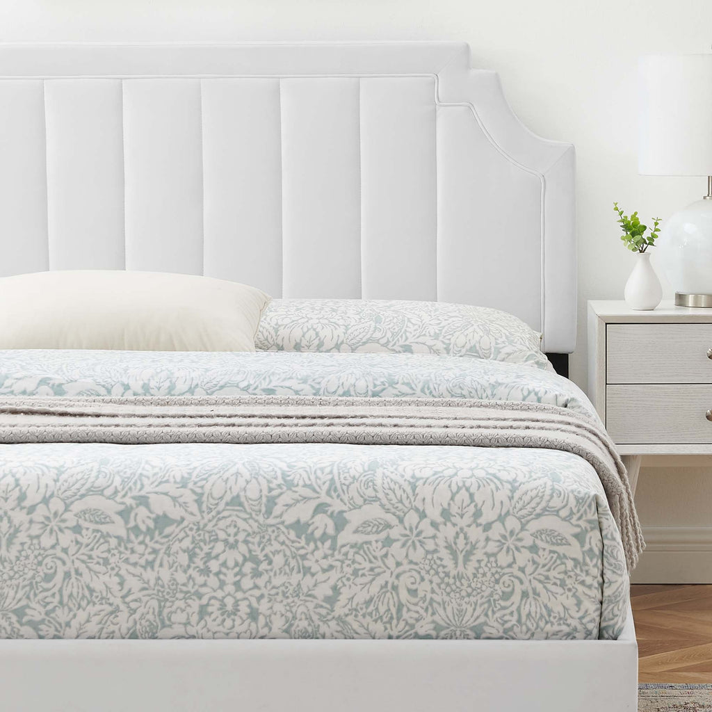 Sienna Performance Velvet Platform Bed With Black Wood Legs