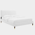 Phillipa Performance Velvet Platform Bed With Wood and Gold Legs