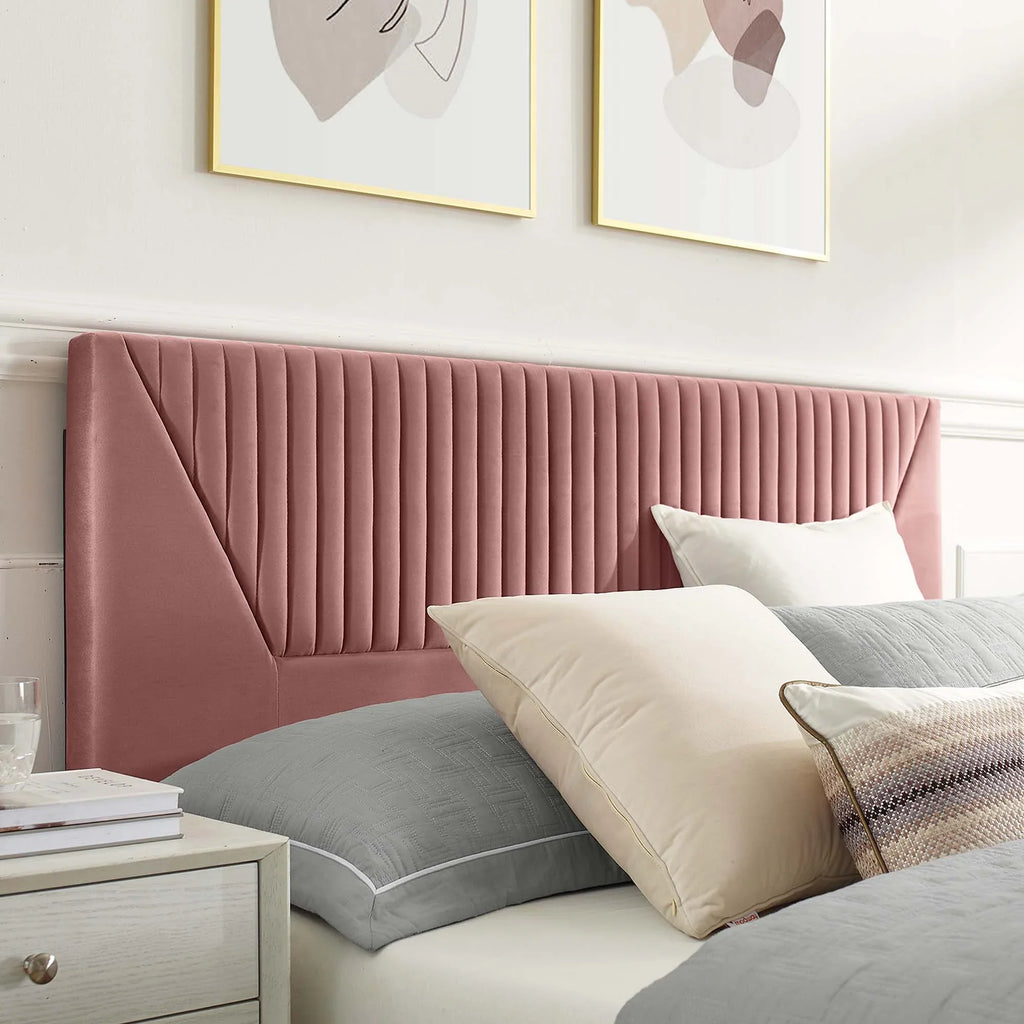 Sienna Performance Velvet Platform Bed With Black Wood Legs
