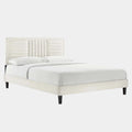 Sofia Channel Tufted Performance Velvet Platform Bed With Black Wood Legs