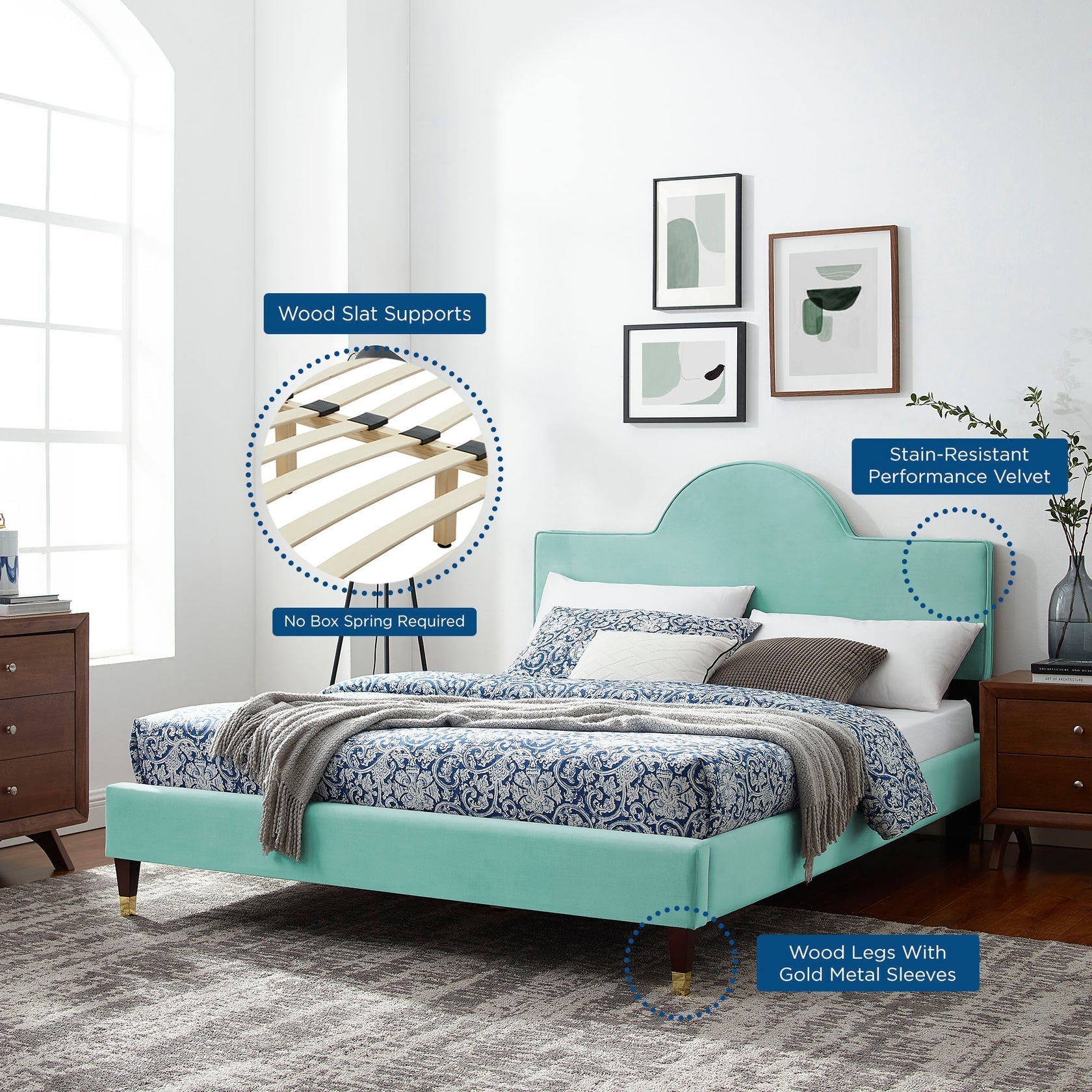 Aurora Performance Velvet Bed