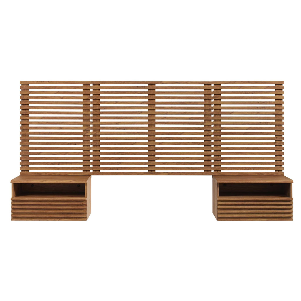 Render Wall Mount Queen Headboard and Modern Nightstands