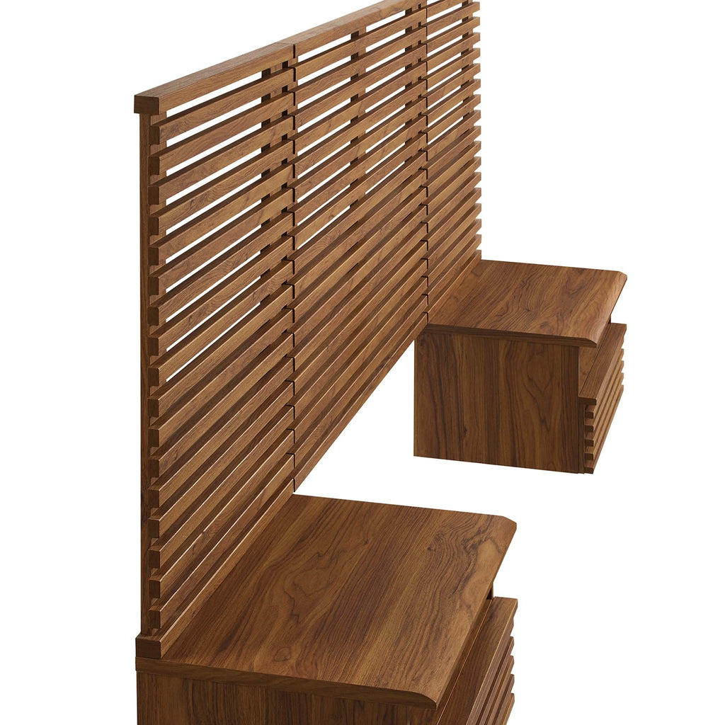 Render Wall Mount Queen Headboard and Modern Nightstands