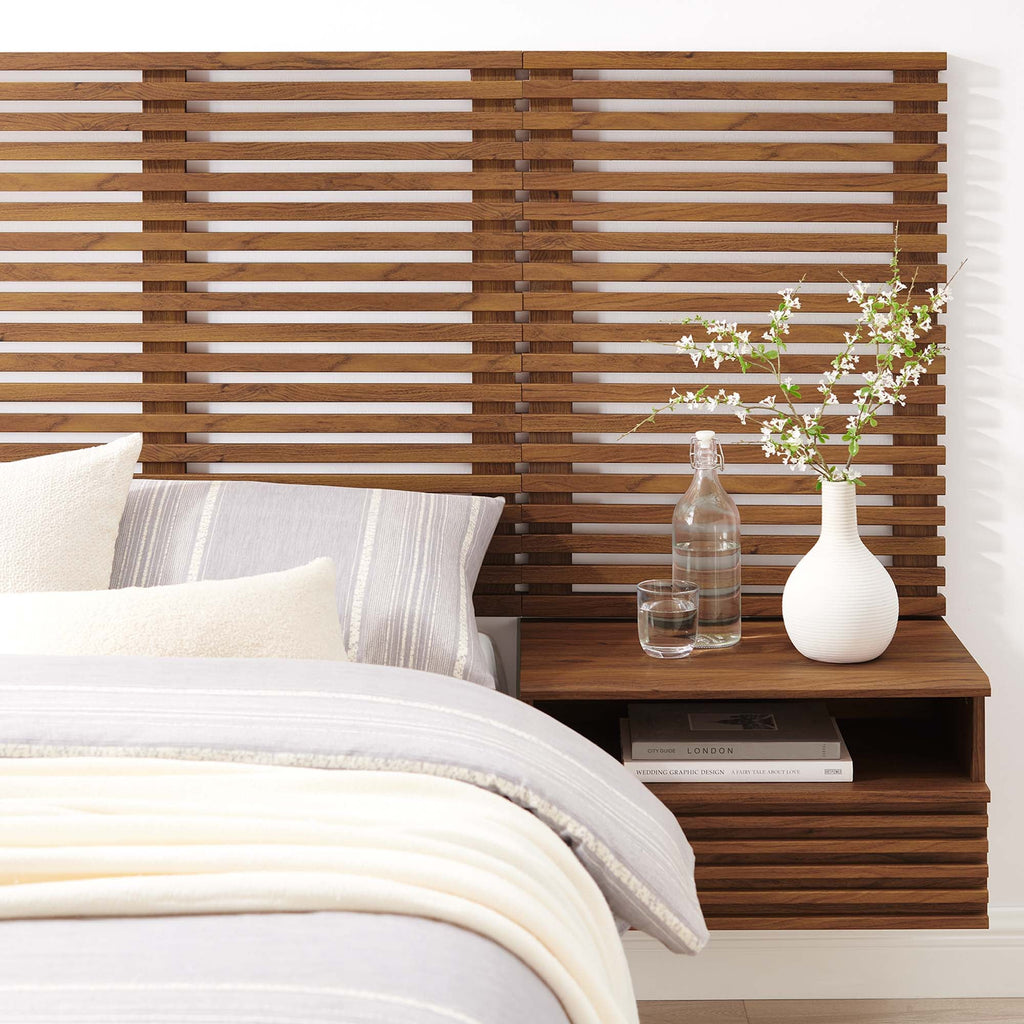 Render Wall Mount Queen Headboard and Modern Nightstands