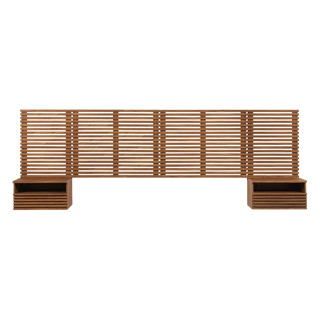 Render Wall Mount Queen Headboard and Modern Nightstands