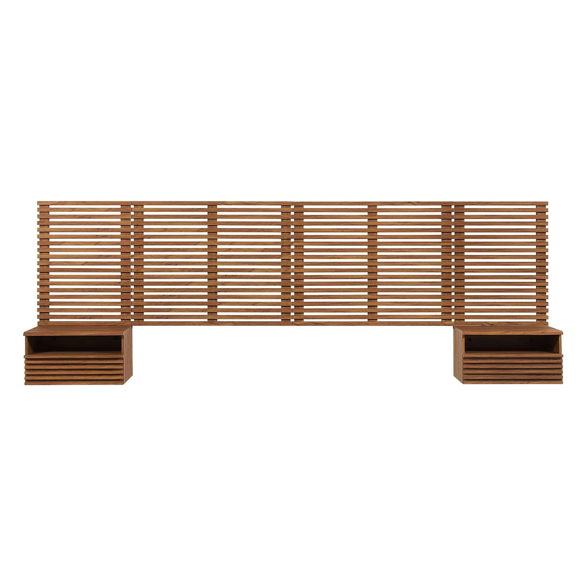 Render Wall Mount Queen Headboard and Modern Nightstands