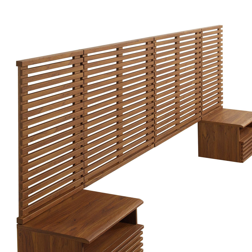 Render Wall Mount Queen Headboard and Modern Nightstands